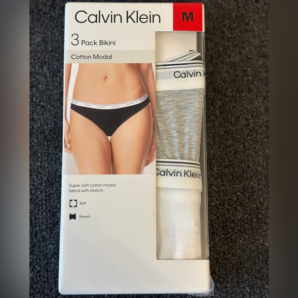 Calvin Klein Gray and White Bikini 3-Pack